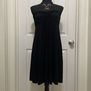 Vintage Honey Punch Tube Top Dress Halter Necklace Black Y2K NWT Large USA Made